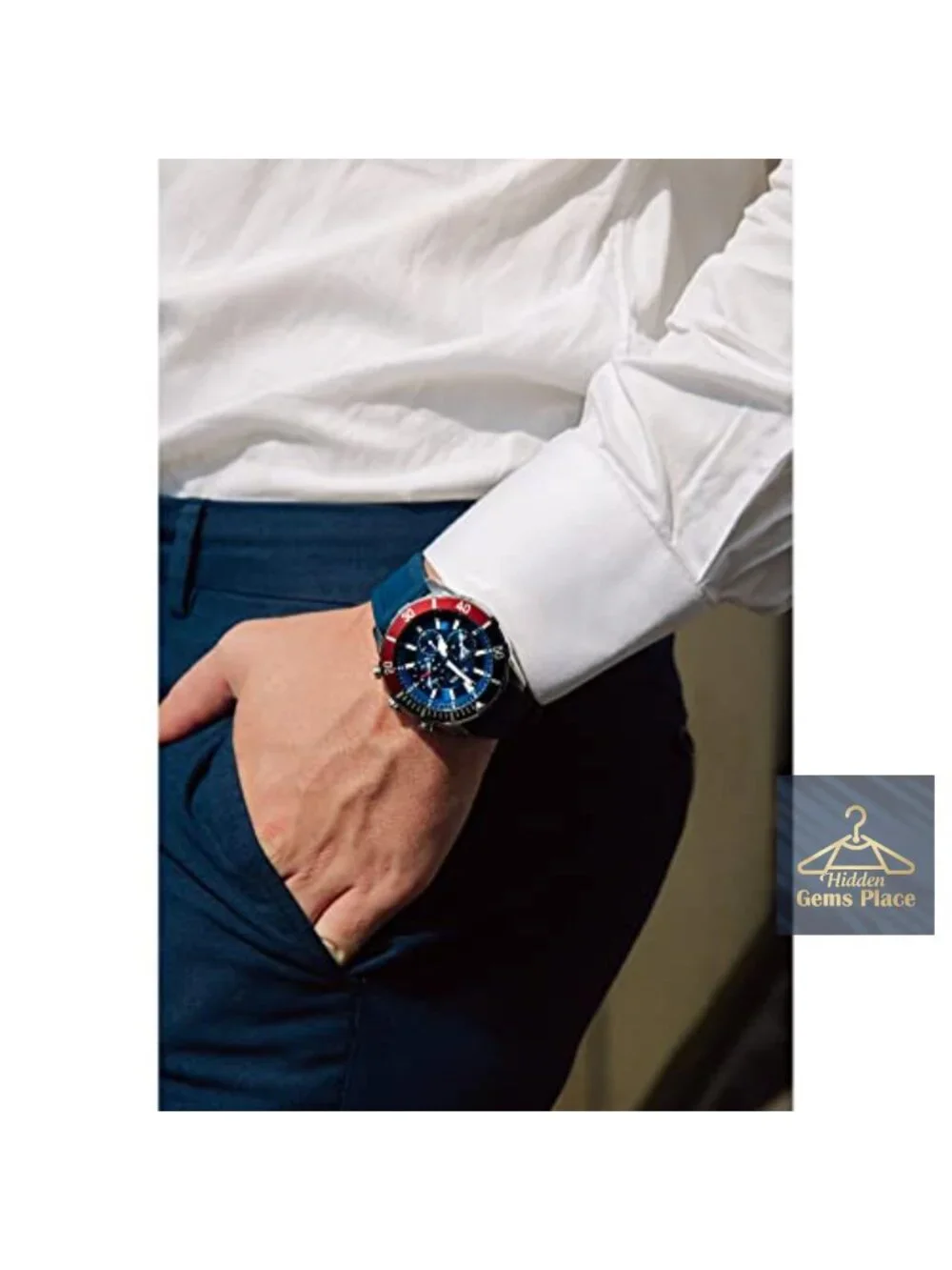 Men's Sport Chronograph Quartz Watch with Silicone Strap, 44mm, Water